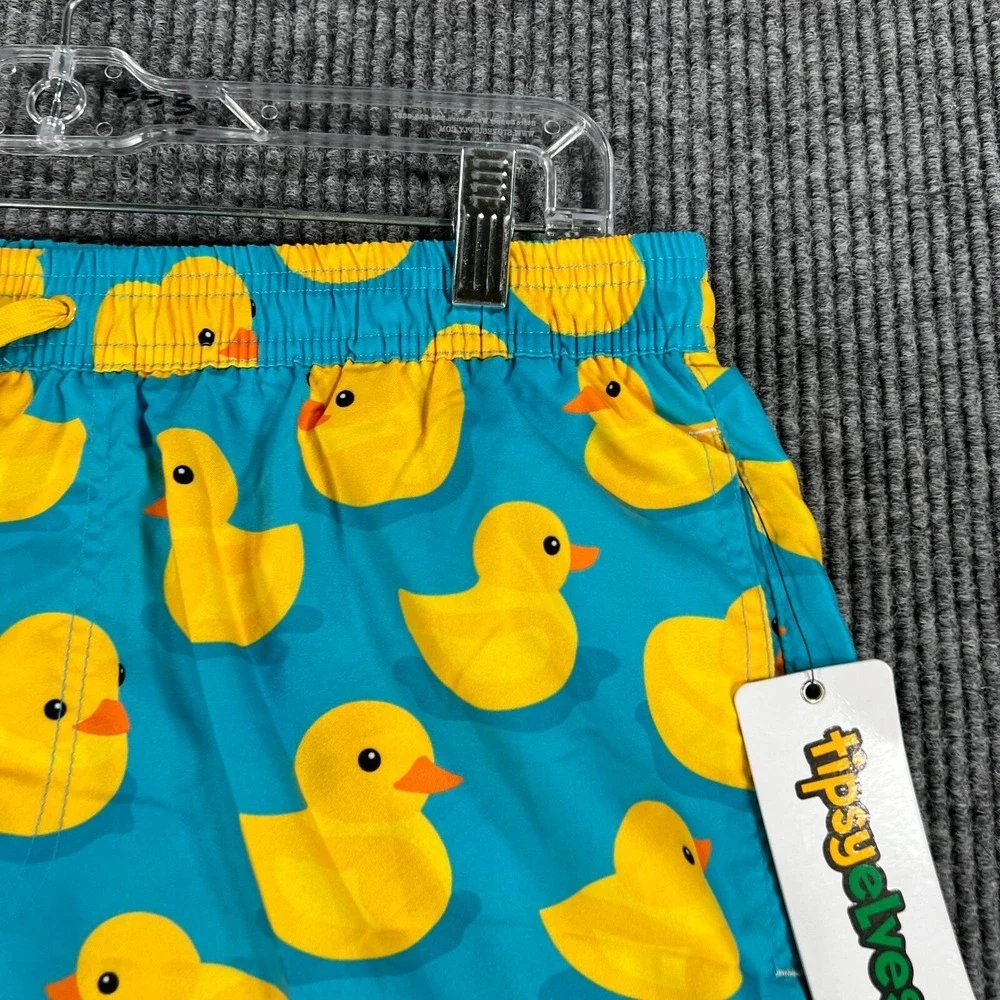 Tipsy Elves Swim Shorts Trunks Mens Large‎ Rubber Ducks Geometric Beach Pool New